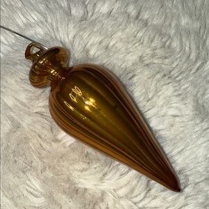 70s Polish/Czech glasswork gold mercury Finial blown glass Christmas ornament